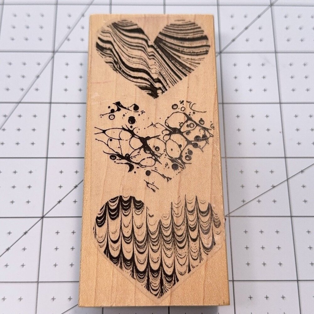 Stacked Hearts Rubber Stamp Abstract Wavy Dripping Love Romance Craft